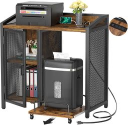 Large Printer Stand with Power Outlet and Adjustable Storage