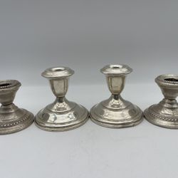 Two Pairs of Sterling Silver Weighted Candles (Empire & N.S. Co.) Total Weight: 795.9g