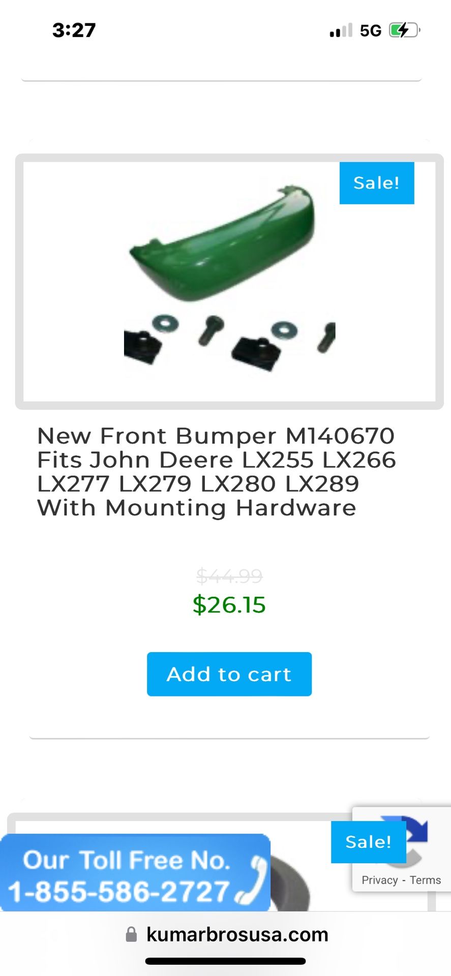 John Deere Lawn Tractor Bumper