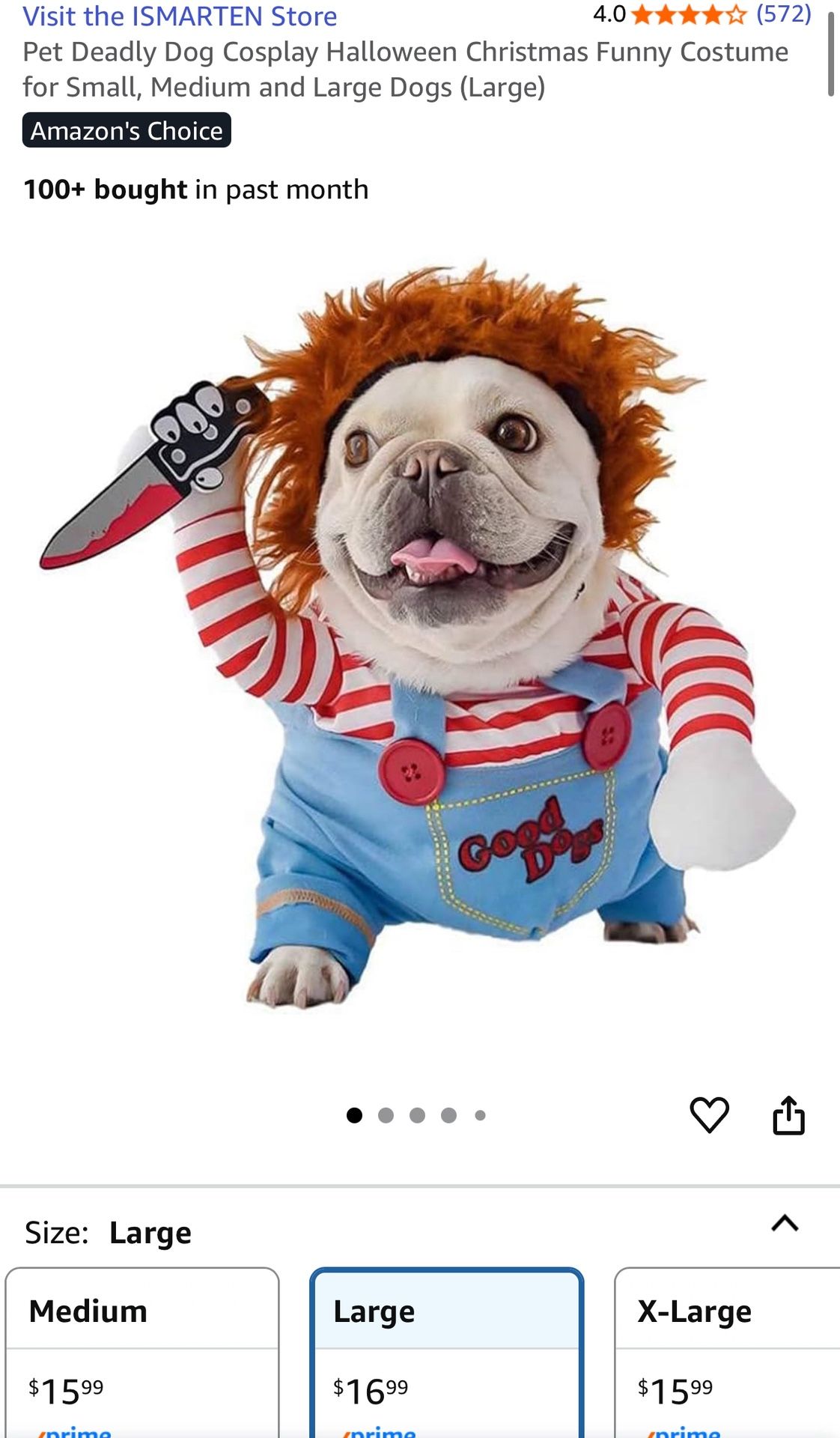 Dog Chucky and Frankenstein costumes  Includes FREE lick mat & poop bag carrier keychain 