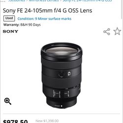 Sony FE 24-105mm f/4 G OSS Lens