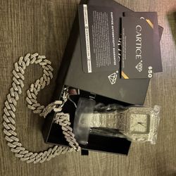 Cartice Iced Out Watch And Necklace