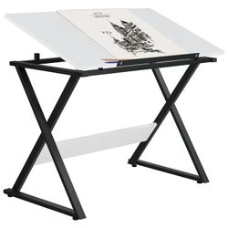 Design Drawing Board with Adjustable Split Top Tabletop, White/Black