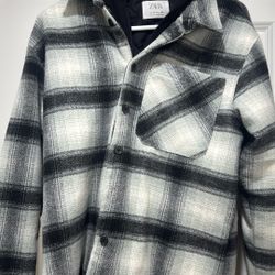  Boys Zara Double Layered Plaid Hooded Jacket ***Size 13/14*** 
