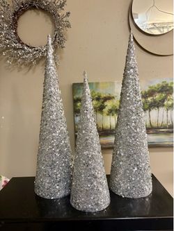 Beautiful Silver Christmas Trees 18”,24”
