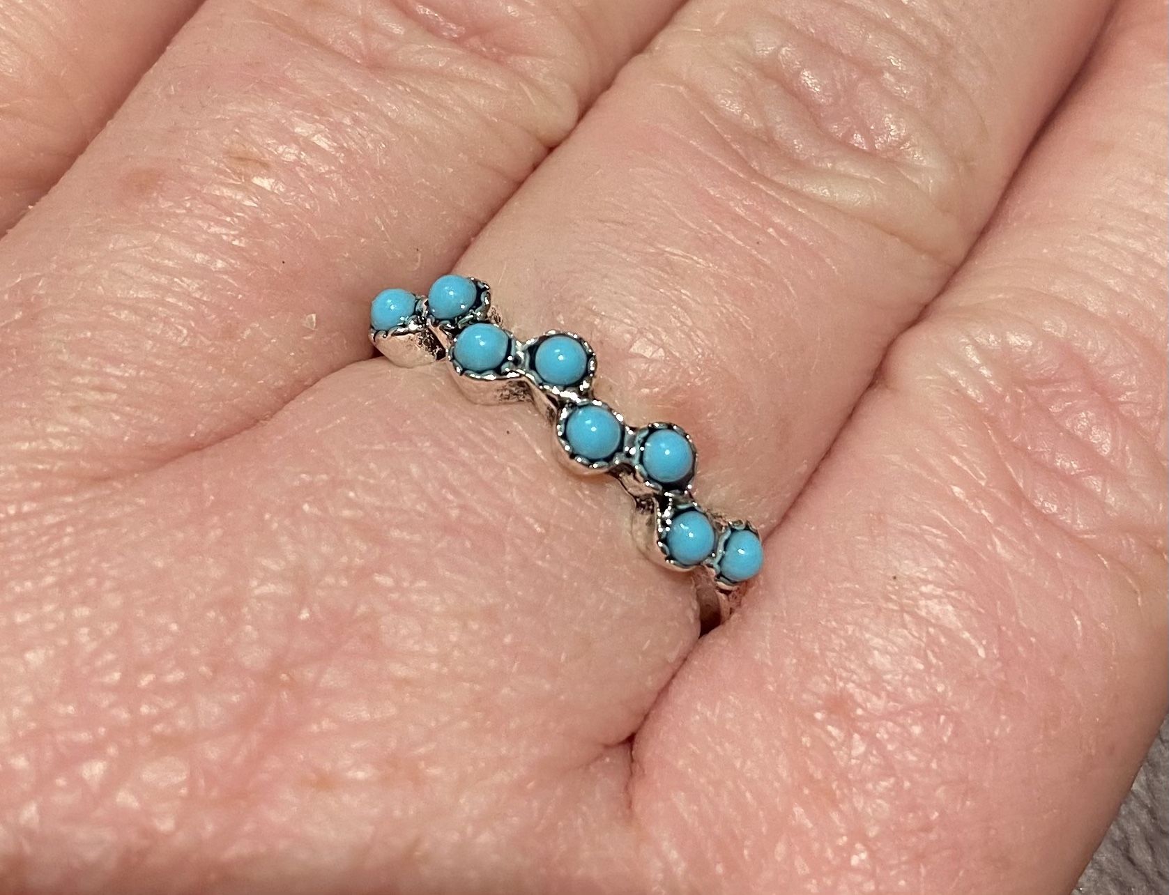 Turquoise Silver Ring Sz 6,7,8