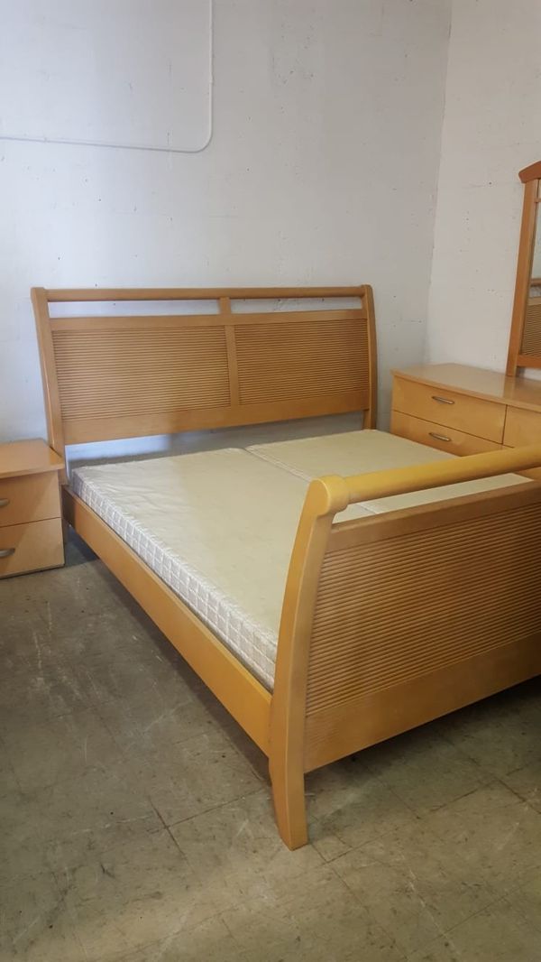 King Size Bed Frame With Box Spring Dresser Mirror Night King Size Bed Frame With Box Spring Dresser Mirror Night Stand In Excellent Condition Furniture Hollywood Fl Offerup