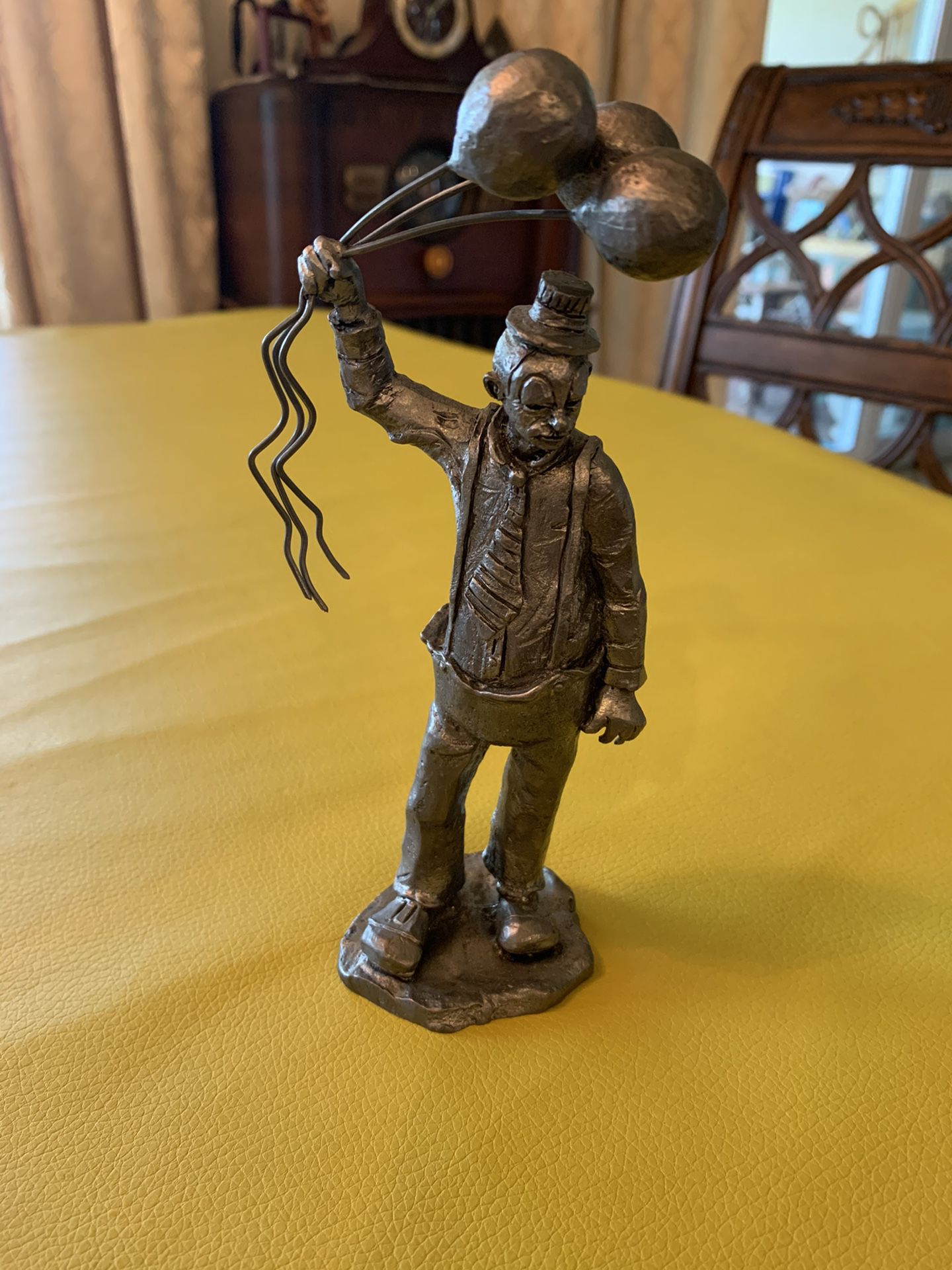 Vintage Heavy Pewter Michael Ricker Clown with Balloons is 7 inches tall