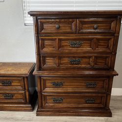 Antique Wooden Dresser + Nightstand