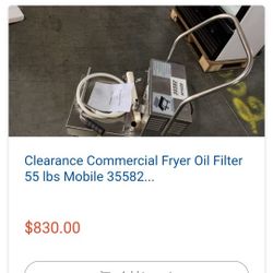 Clearance Commercial Fryer Oil Filter 55 lbs Mobile 35582H1028 