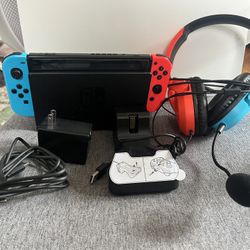 Nintendo Switch Gamer Bundle- Dock- Joy-Con & Controller Charger- Charger- Headphones