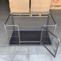 (NEW) $95 Heavy-Duty Dog Pet Playpen with Plastic Tray Indoor Outdoor Cage Kennel 4-Panel, 49x32x28”