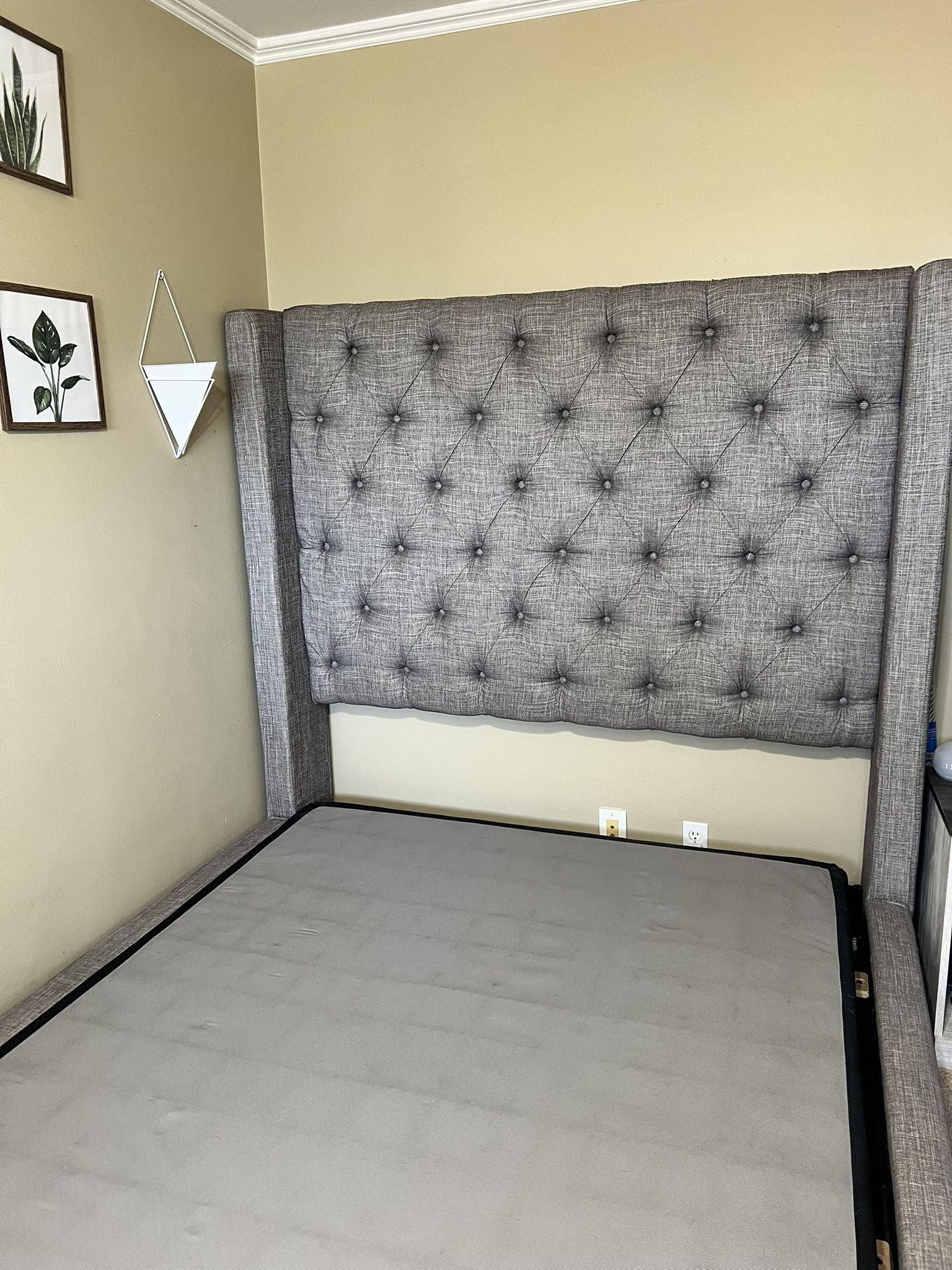 Gray Platform bed frame