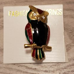 Vintage Multi-colored and Owl brooch,

