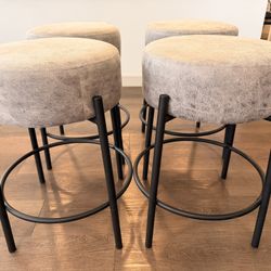 Kennley Upholstered Counter Stool with Metal Frame