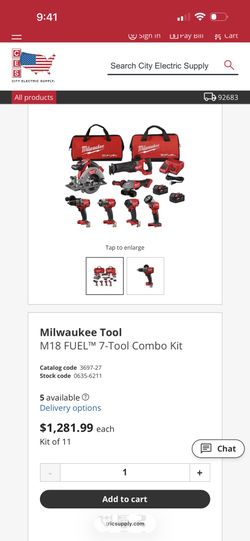 M18 18-Volt Lithium-Ion Cordless Combo Kit 7-Tool with 2-Batteries, Charger and Tool Bag