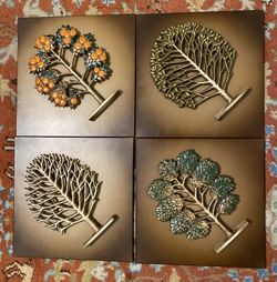 4 Vintage Mid Century Modern Wall Plaques