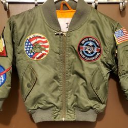 Army Green Satin Bomber Jackets Size Child 4-5