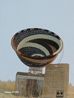 Zulu South African Woven Copper Wire Basket 