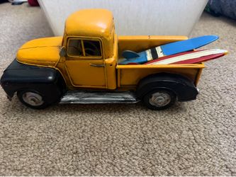 Decorative Vintage Metal Truck with Surfboards