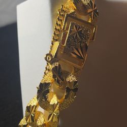 24k Gold Plated Hip Pop Style Chain Bracelet 7.5inch