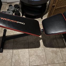Workout bench (Weider Pro), incline,  decline,  flat,  90°)