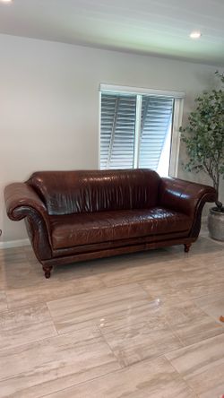 Leather Roll Arm Sofa