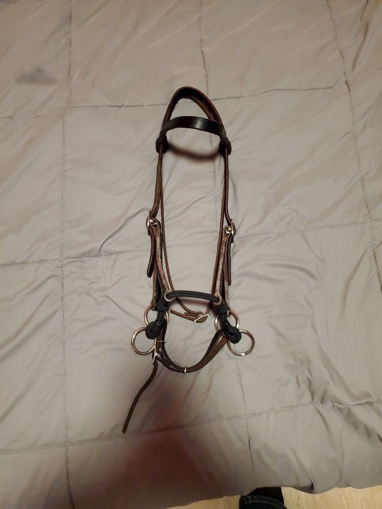 Leather Bitless Bridle, Side Pull Never Used.