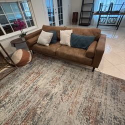 Brown Faux Leather Sofa And Love Seat