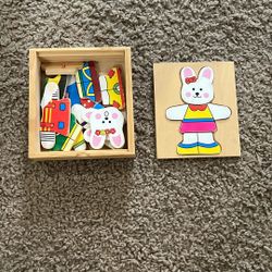 Melissa & Doug Wooden Rabbit Dress Up Puzzle Mix and Match