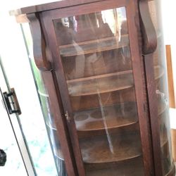 Antique Curved Glass China Cabinet 