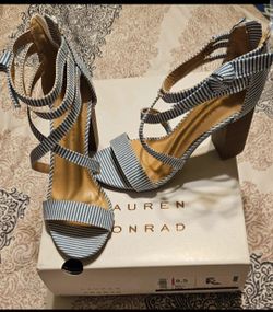 Lauren Conrad Striped Block Heel Sandals Size 5.5