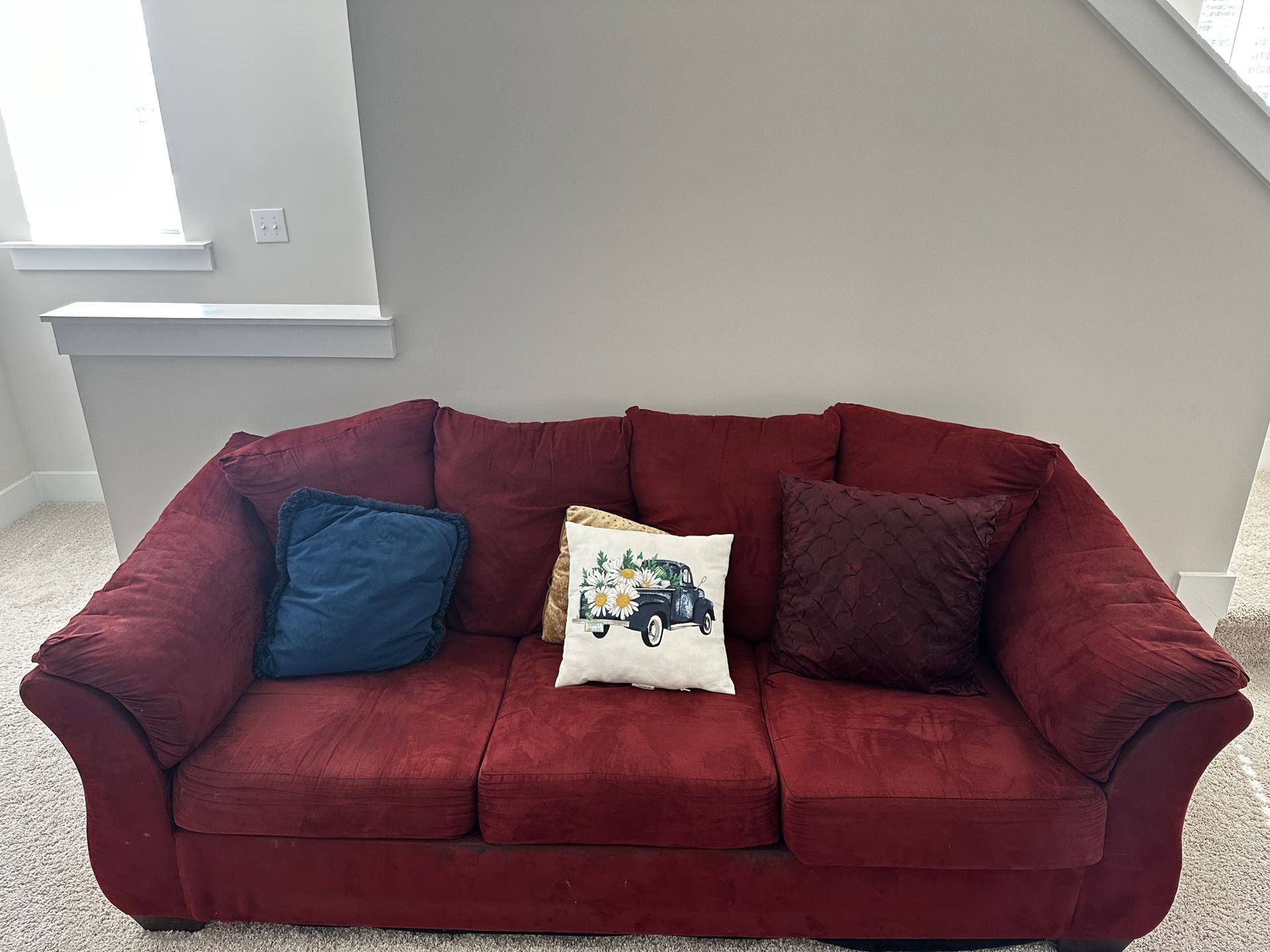 Price Reduced!!!!!! Cozy Red Couch for Sale – Great Condition!