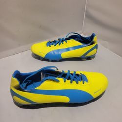 Puma EvoSpeed 2.2 FG Soccer Cleats Yellow Brilliant Blue Black Size 9