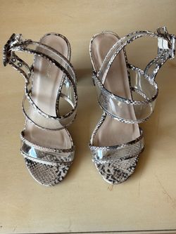 Snakeskin Print Strappy Heels