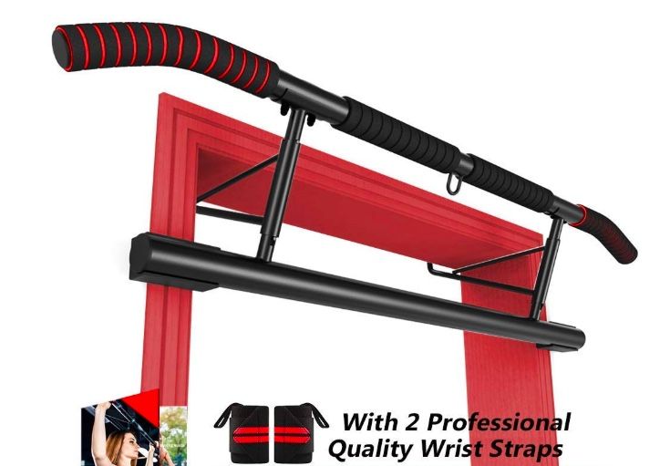 Like New Pull Up Bar Doorway with Ergonomic Grip - Fitness Chin-Up Frame for Home Gym Exercise - 2 Replaceable Accessories - 2 Professional Quality W