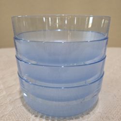 Genuine Tupperware Preludio Blue Acrylic Cereal Salad Bowls Set Of 4