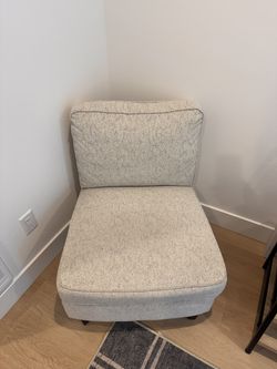 Beige Textured Upholstered Armless Accent / Modular Chair
