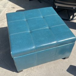 Teal Faux Leather Storage Ottoman