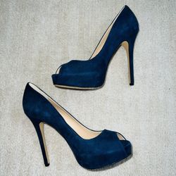 Vince Camuto Navy Blue Suede Heels