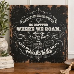 Hobby Lobby “Family Ties” Rustic Wall Sign – 24" × 24"