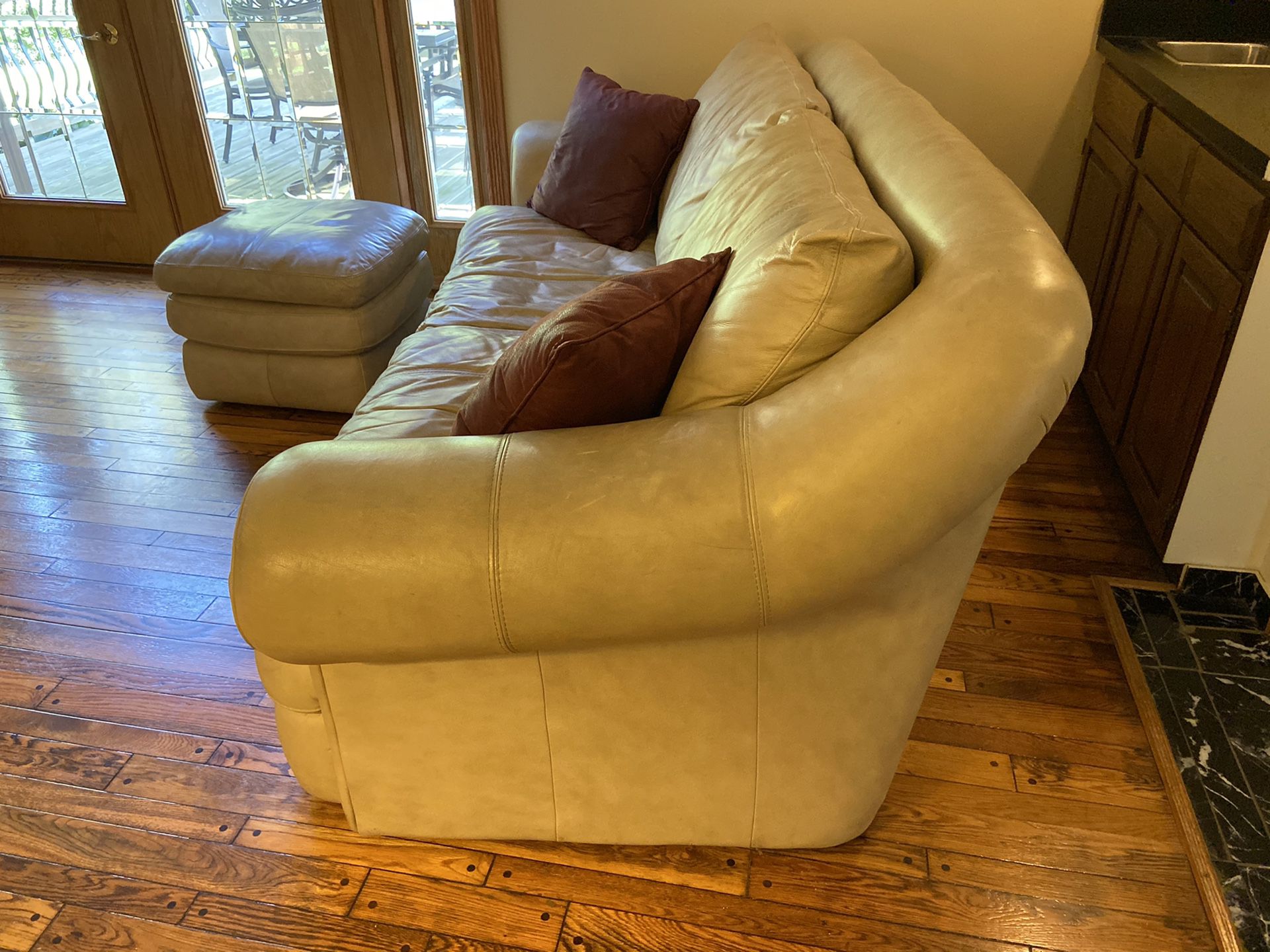 Leather Couch with a Leather Ottoman