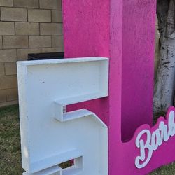 Barbie Box And Number 5 Both Made Out Of Wood
