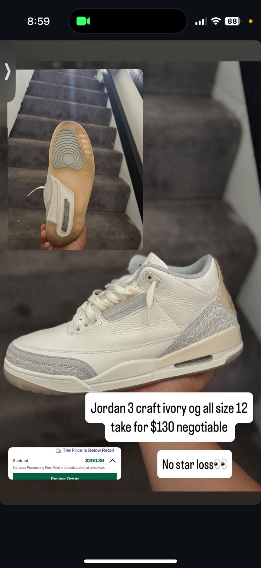 Jordan 3 Craft Ivory Size 12 Og All Super Clean