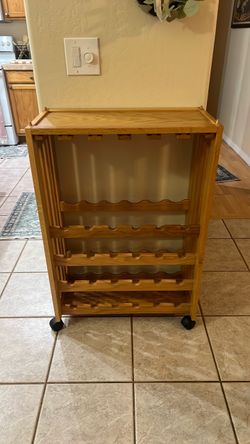 Wooden Wine Rack Cart on Wheels