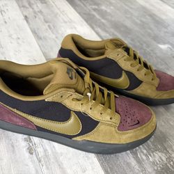 New Mens Nike Force 58 SB Black Olive Green Burgundy DV5477-008 Sz 10
