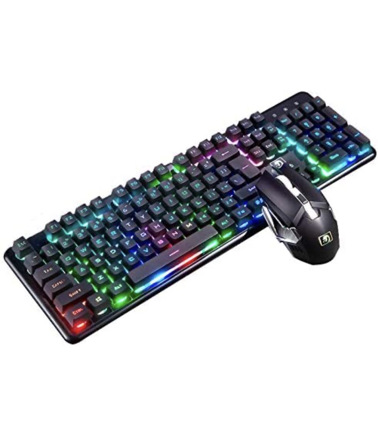 2.4G Rechargeable Wireless Keyboard and Mouse,Typewriter Backlit