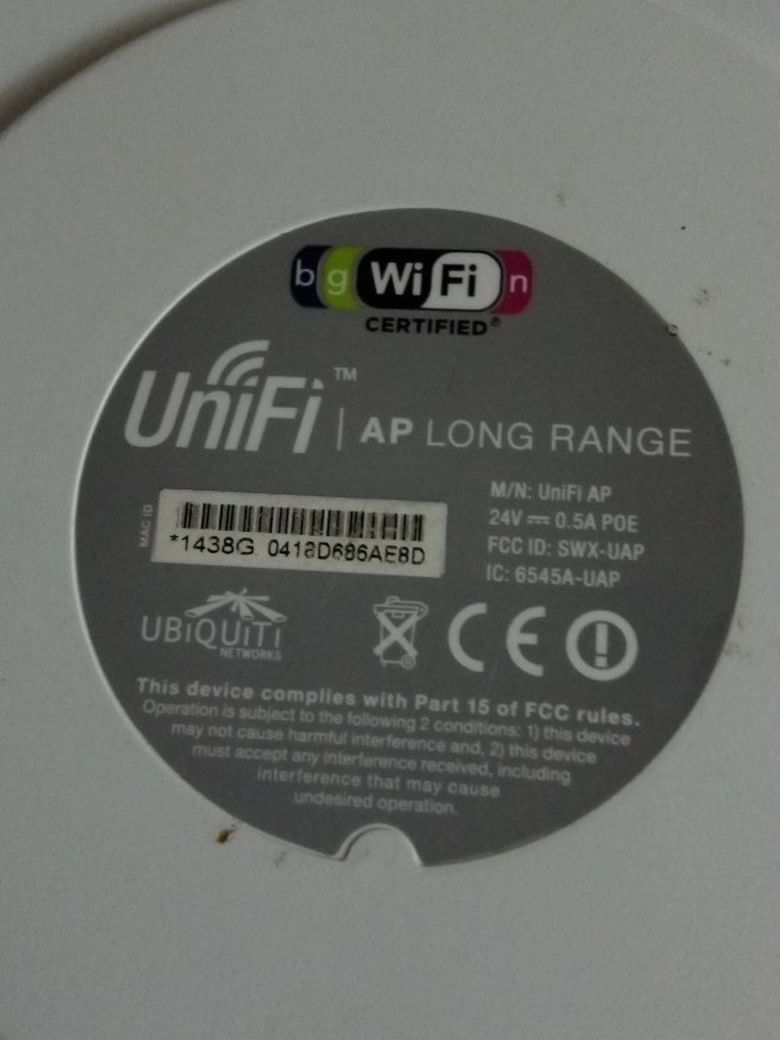 UBIQUITI UNIFI AP SWX-UAP LONG RANGE WI-FI NETWORKS ACCESS POINT NOT AC POWER SUPPLY
