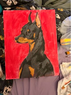 Doberman painting