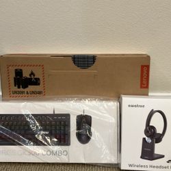 Laptop Headset Keyboard and Mouse Bundle